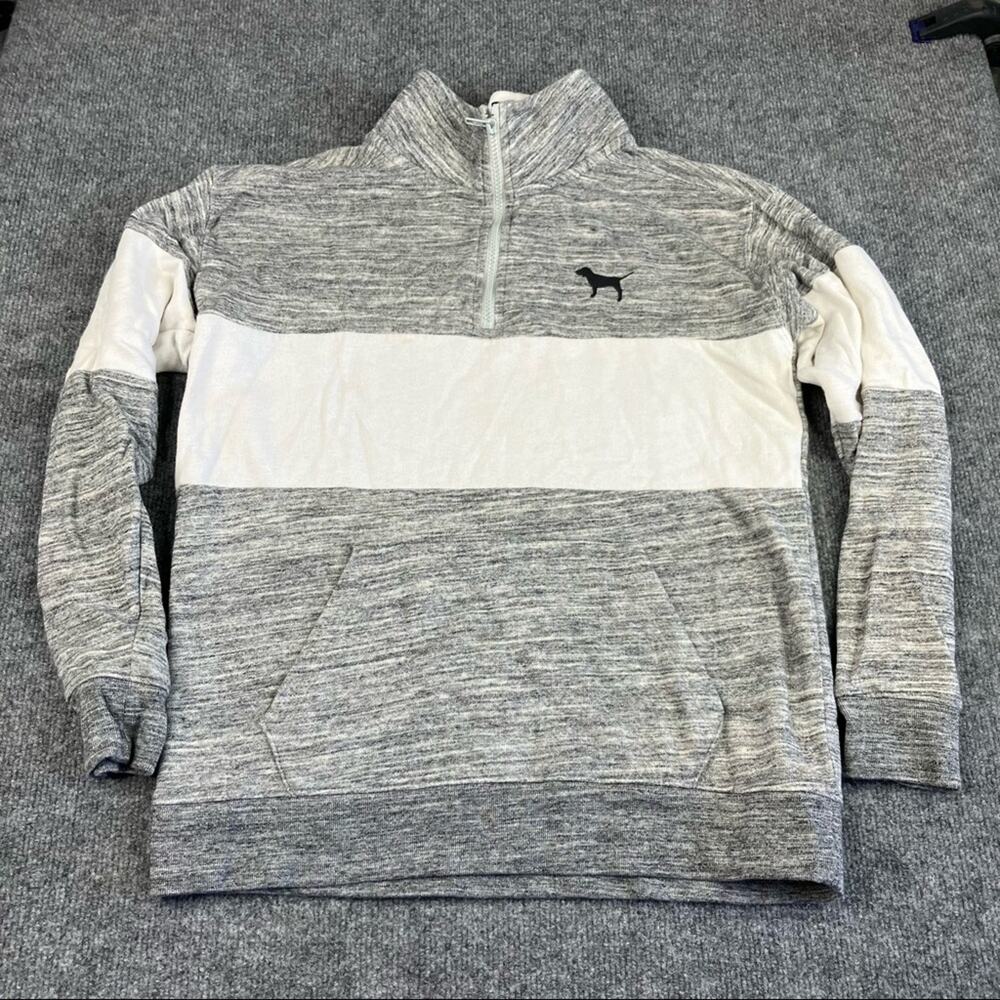 vs PINK Maroon Grey White Cowl Neck Pullover Sweatshirt XS 1/4 zip